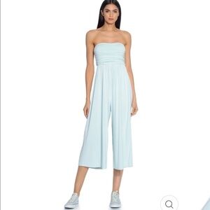 Revolve Susana Monaco smocked tube wide leg jumpsuit baby blue S
